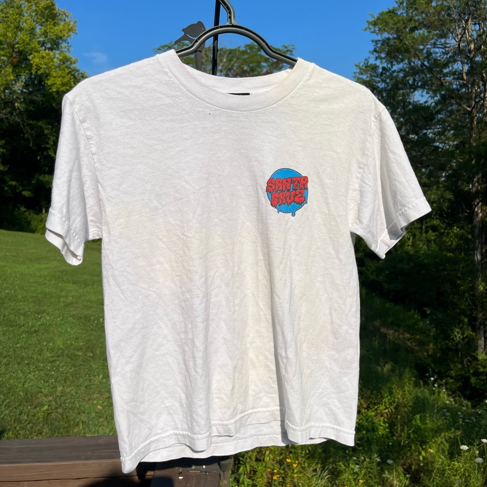 Santa Cruz Skateboards White Tee with Blue and Red Logo